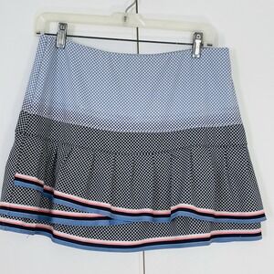 Lucky in Love Blue and White Patterned Tennis Skort with Pink Trim